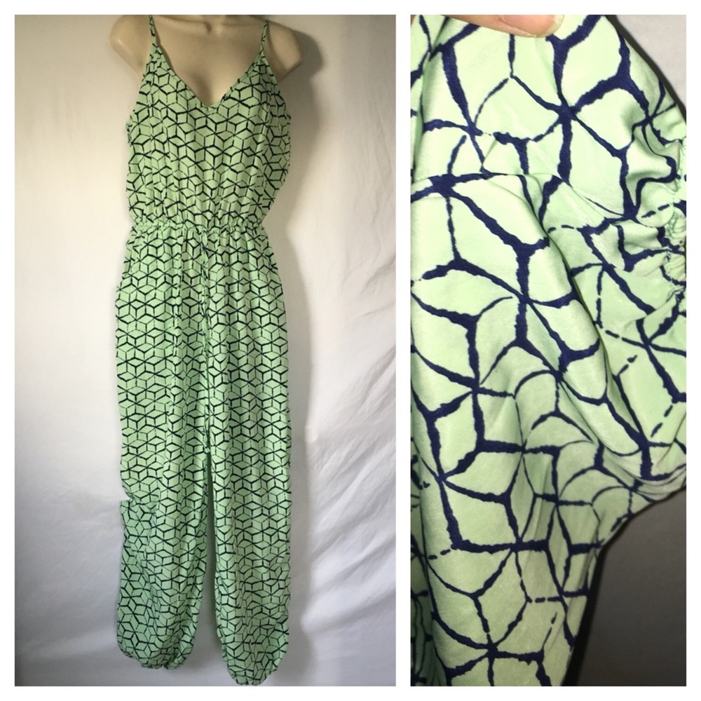 Liberty Love Jumper Suit Green & Blue Size Large